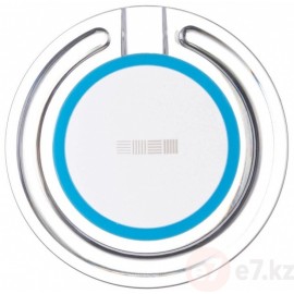 Беспроводное зарядное устройство InterStep QI 1.5А круглый синяя полоса (белый)